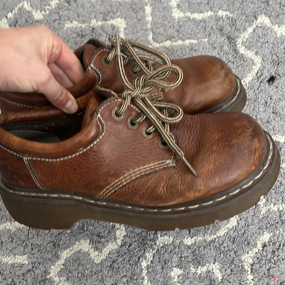 Dr. Martens Brown Leather Vintage Oxford Chunky Lace Up Boots - Picture 8 of 11
